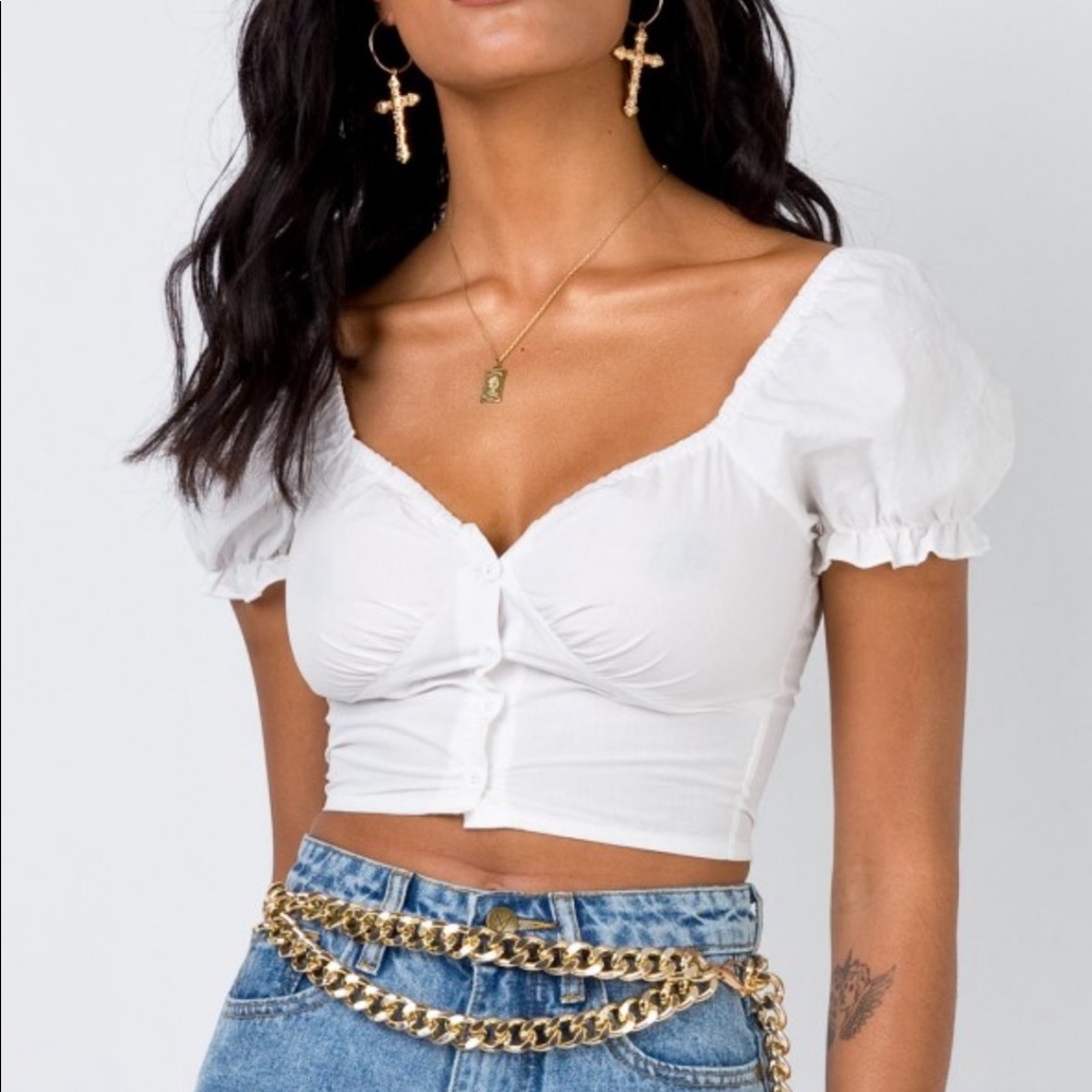 puff sleeve cute summer top